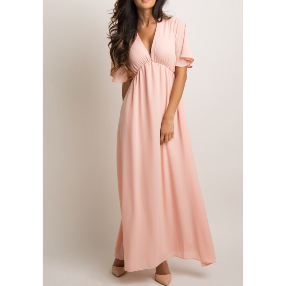 PinkBlush Bell Sleeve Chiffon Maxi